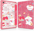 Mektron Case for Samsung Galaxy Tab S6 Lite 10.4 Inch 2024/2022/2020 with S Pen Holder Multi-Angle Viewing with Shockproof Cover Clear Shell + Trifold Stand + Auto Wake/Sleep Cute Puppy-Red