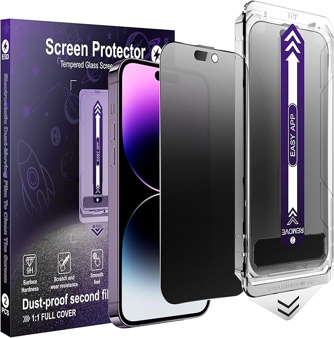 2-Pack Matte Privacy Screen Protector for iPhone 14 Pro Max / 15 Plus / 16 PlusAnti-Glare &amp Anti-SpyAnti-FingerprintSmooth as SilkEasy Installation Military-Grade 9H Hardness