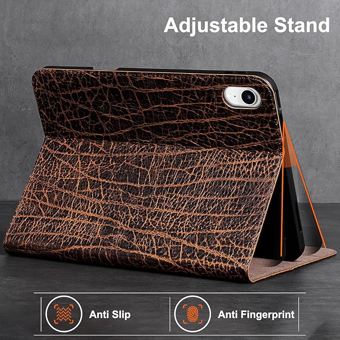 Gexmil Premium Leather Case for iPad mini 7 (A17 Pro) 2024 / iPad mini 6 Generation 2021 8.3 InchPencil Holder Magnetic ClosureShockproof Cowhide CoverAdjustable StandBuffalo Brown