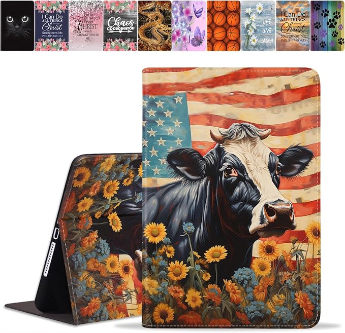 American Flag Cow and Sunflower