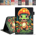 Case for Amazon Kindle Fire 7 Tablet (7 9th/7th Generation 2019/2017 Release) Slim PU Leather Cover with Card Slot &amp Auto Wake/Sleep Cute Little Dinosaur and Mushroom