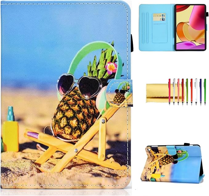 Case for Amazon Fire Max 11 13th Generation (2023) Techcircle Folio Stand PU Leather Magnetic Smart Wallet Soft Cover Protective Case with Pen Holder+Card Slots Auto Wake/Sleep Pineapple Sunbath