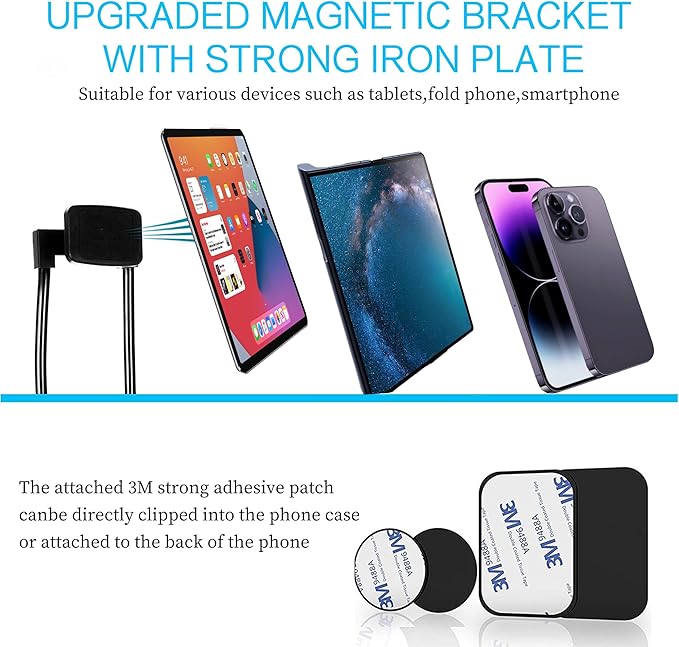 2in1 Cell Phone Neck Holder Handfree for Sleeping Magnetic Lazy Neck Phone Mount for Bedroom Reading Watching Movie