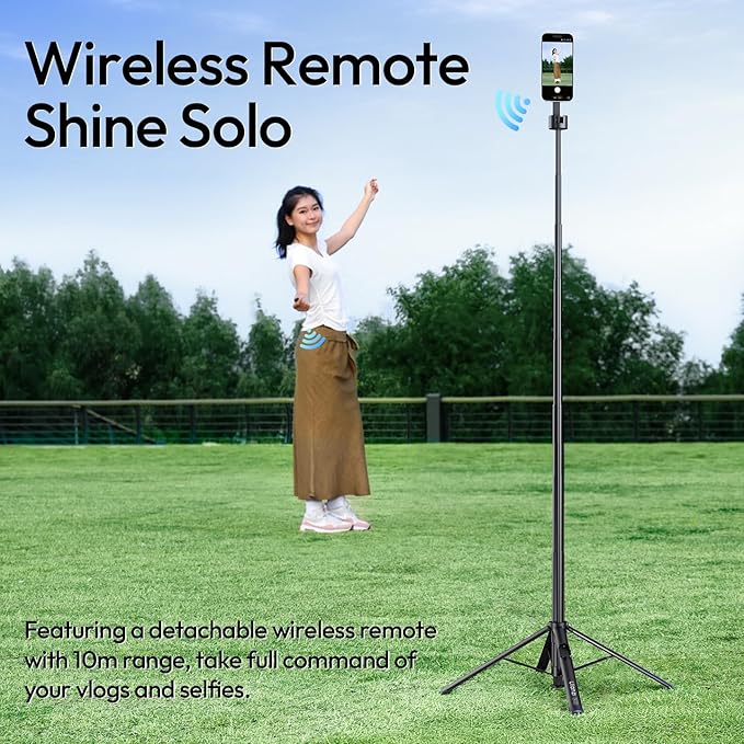 ULANZI Magnetic Phone Tripod-71'' Auto Open Selfie Stick Features Lift to Fold Extendable Selfie Stick w Remote Cell Phone Tripod Stand for Live Recording Vlog for iPhone 17 16 15 14 Series Black