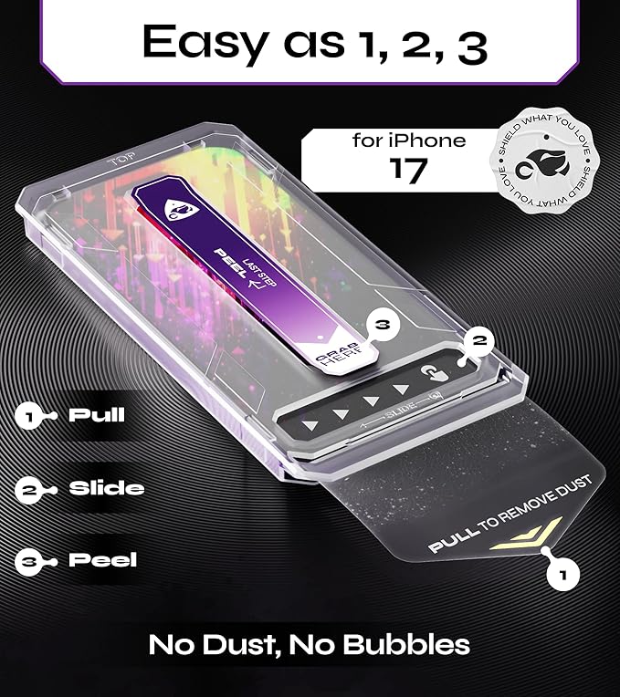 Defenslim for iPhone 17 Privacy Screen Protector (2Pack) Easy Auto-Dust &amp Align Install Kit 6.3 Tempered Glass 9H Hardness Privacy Protection Case Friendly SpyShield