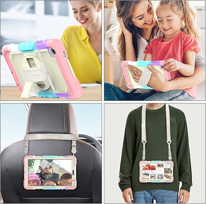 SEYMAC stock Case for Samsung Galaxy Tab A7 Lite 8.7'' with Screen Protector Pencil Holder [360 Rotating Hand Strap] &ampStand Drop-Proof Case for Samsung A7 Lite 2021 SM-T220/T225/T227 Yellowish/P