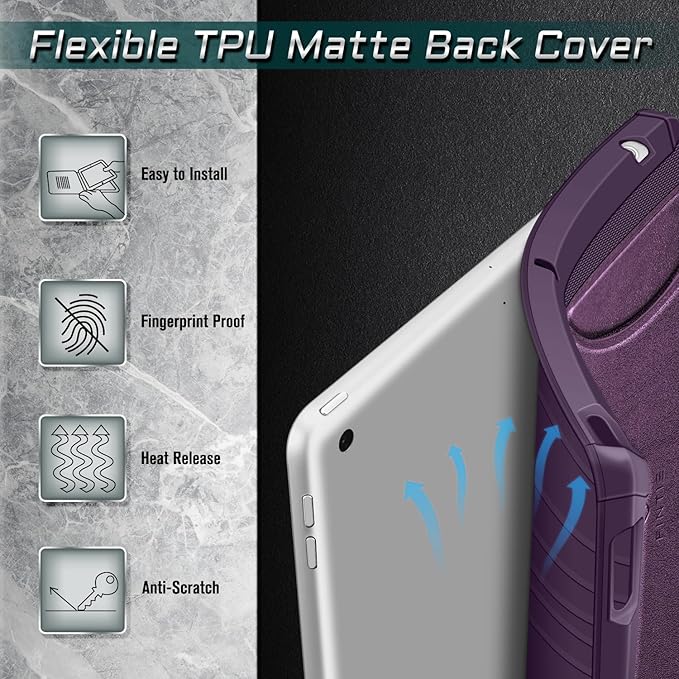 Fintie Magnetic Stand Case for iPad 9th / 8th / 7th Generation (2021/2020/2019) 10.2 Inch [Multiple Secure Angles] Shockproof Rugged Soft TPU Back Cover Auto Sleep Wake Purple