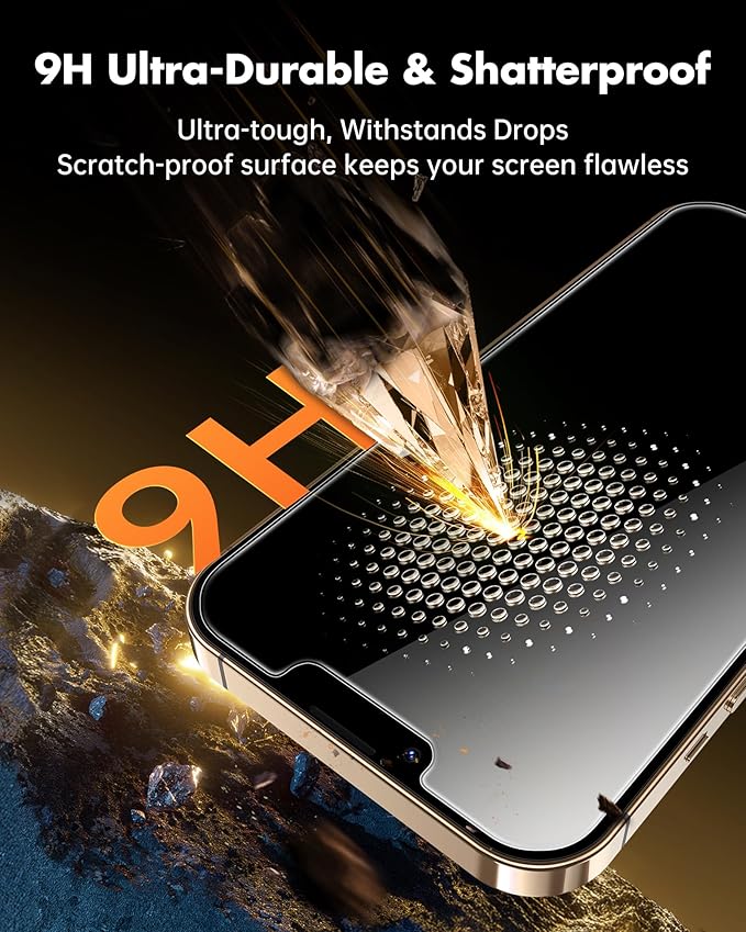UNBREAKcable 4PCS Screen Protector for iPhone 13 Pro Max - 2 Privacy Tempered Glass+2 Clear Glass Double Shatterproof [Installation Frame] [9H Hardness] [Case Friendly] Anti-Scratch iPhone 6.7 inch