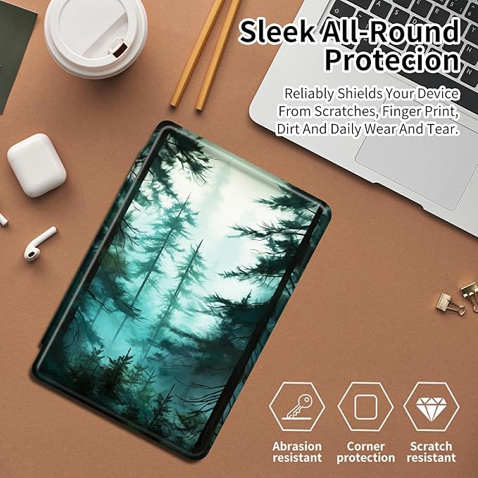 Case for Samsung Galaxy Tab S6 10.5 2019 (Model SM-T860/T865/T867) Pine Trees Theme 360 Degree Rotating Stand Smart Protective Cover for Samsung S6 T860 Tablet
