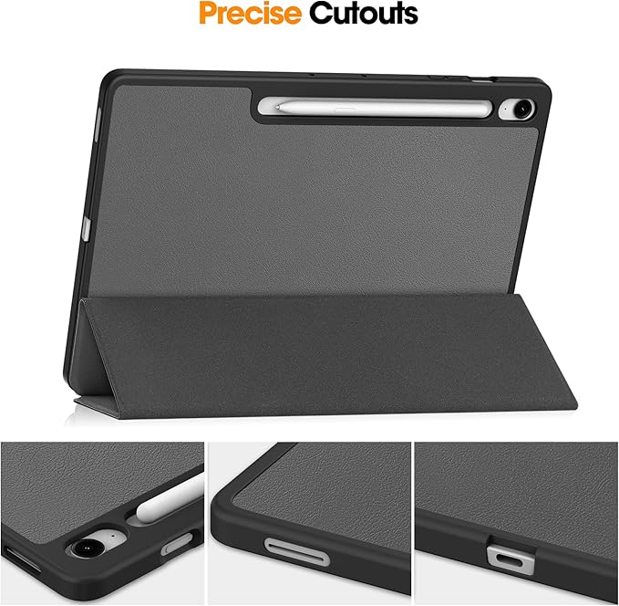 Case for Samsumg Galaxy Tab S10 FE+/S10 FE Plus 13.1 Inch 2025 (Model: SM-X620/SM-X626B) Trifold Stand Smart Cover with S Pen Holder [Auto Wake/Sleep] PU Leather Soft TPU Bumper Shell Gray