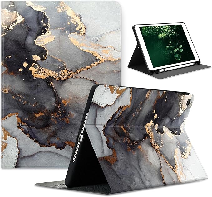 Compatible with iPad Air 13 inch Case (M3 2025 /M2 2024)/12.9 inch Case (6th/5th/4th/3rd 2022/2021/2020/2018) with Pencil HolderAuto Wake/Sleep Protect CoverModern Marble