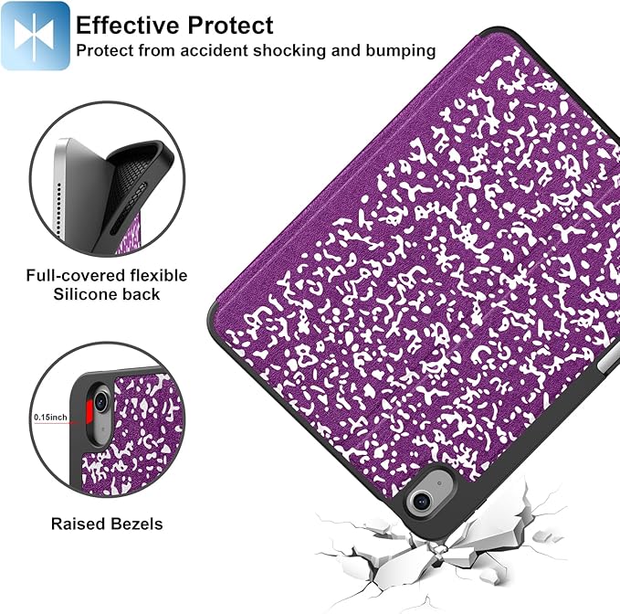 Supveco Case for iPad (A16) 11th Generation 11 inch (2025)iPad 10th Generation 10.9 inch (2022) with Pencil Holder-[Auto Wake/Sleep]Premium Folio Stand Case with Soft TPU Back Cover-New Purple