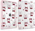 Case for iPad (A16) 11th Generation 11 inch 2025 /iPad 10th Gen 10.9 2022 - Aesthetic Cute Preppy Design Trifold Cover with Soft TPU Bumper Clear Back Auto Sleep/Wake Cherry