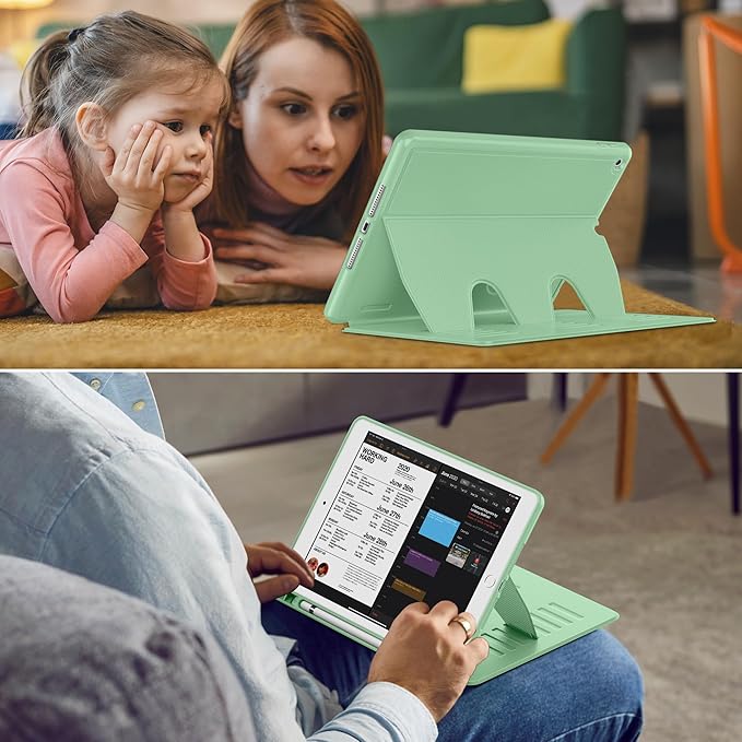 VIKESI Case for iPad 9th / 8th / 7th Generation 10.2 inch (2021/2020/2019 Released)Multiple Angles Magnetic Stand CoverShockproof BackPencil Holderand Auto Sleep/WakeMatcha
