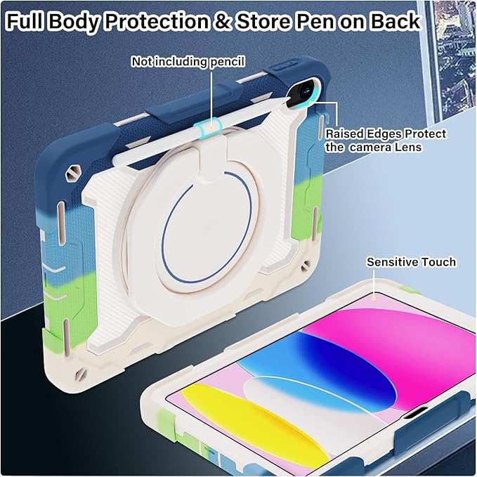 ROISKIN Case for iPad 11 inch (A16) 11th Generation 2025 iPad 10th Generation Case 10.9 for Kids with Screen Protector360 Kickstand &amp HandleShoulder StrapHeavy Duty Military Grade Drop Protec