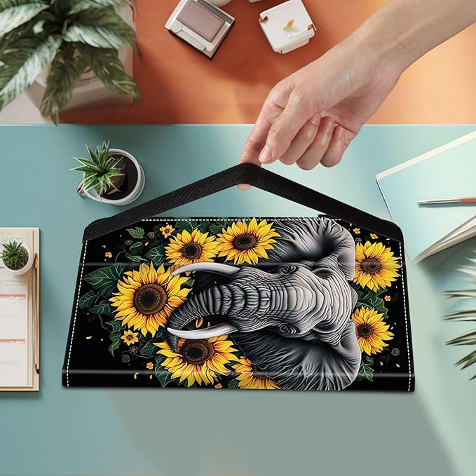 Case for iPad 9th Generation/iPad 8/iPad 7 iPad 10.2 2021 2020 2019/iPad Air 10.5/iPad Pro 10.5Card Slot PU Leather TPU Case Pen Holder Auto Wake SleepSunflower Elephant