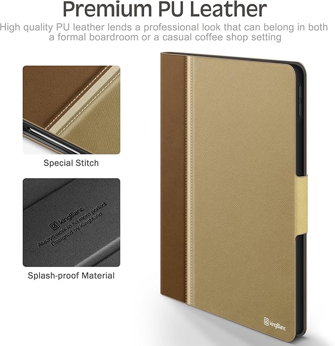 KingBlanc Case for iPad Air (3rd Generation) 10.5 2019 / iPad Pro 10.5 inch 2017 Case with Apple Pencil Holder Vegan Leather Smart Cover Auto Sleep/Wake Multi-Angle Folding Stand Beige