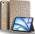 Gexmil Leather Case for iPad Air 11 Inch M4/M3/M2 (2026/2025/2024)iPad Air 10.9 Inch 5th/4th Generation 2022/2020 Top Grain Leather Cover Auto Sleep/Wake Adjustable StandKhaki