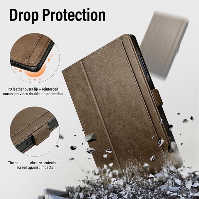 Case for Samsung Galaxy Tab A11+/A11 Plus/A9+ Plus 5G Tablet 11 Inch 2026/2023 (SM-X230/X236/X238/X210/X216/X218u) with PocketMagnetic ClosureMulti Angle CoverAuto Sleep/WakeTan
