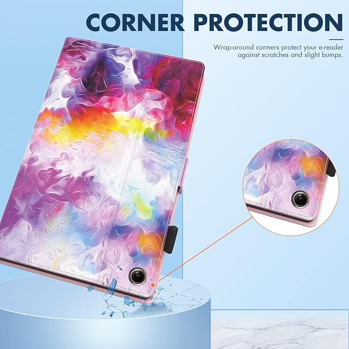 Dteck for Fire HD 8 Tablet Case (8th/7th/6th Generation-2018/2017/2016 Release) 8 Slim Folio Case with Auto Sleep Wake &amp Stand Function with Hand Strap Protective PU Leather Cute Cover Colorf