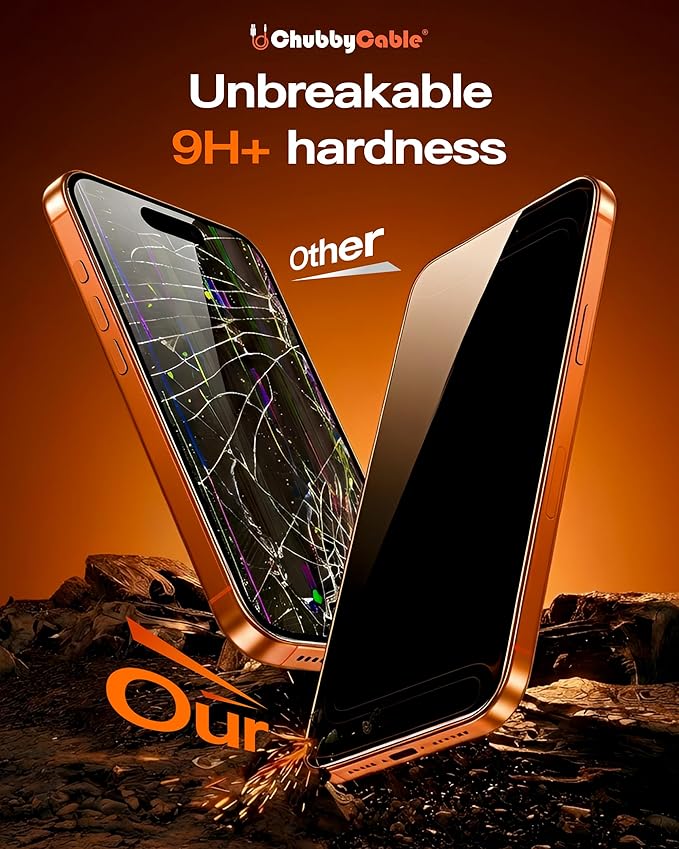 chubbycable 2PCS ChubbyShield Ultra for iPhone 17 Air 360 Privacy Screen Protector Anti-spy Screen Protector Privacy Glass with Ultra-easy Install Box Auto Dust-Elimination &amp Bubble Free