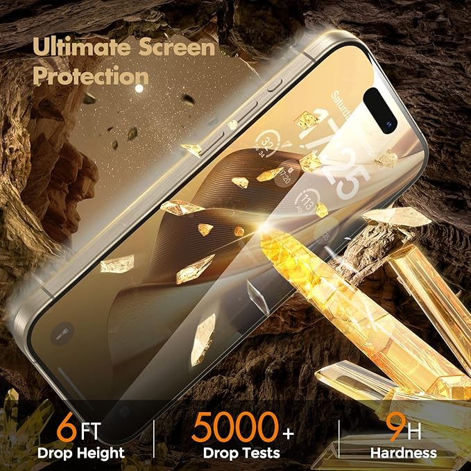 UNBREAKcable Privacy Screen Protector for iPhone 15 Pro Max Full Coverage Shatterproof Tempered Glass[True 28°Anti Spy][9H Hardness][Easy Installation Frame]2-Pack Private Screen for iPhone 15 ProMax