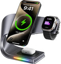 Qi2 Wireless Charger 3 in 1 Fast Charging Station for iPhone 15/14/13/12 Apple Watch AirPods 15W Magnetic Foldable Charging Dock Portable Wireless Charger Stand for Home Office Travel