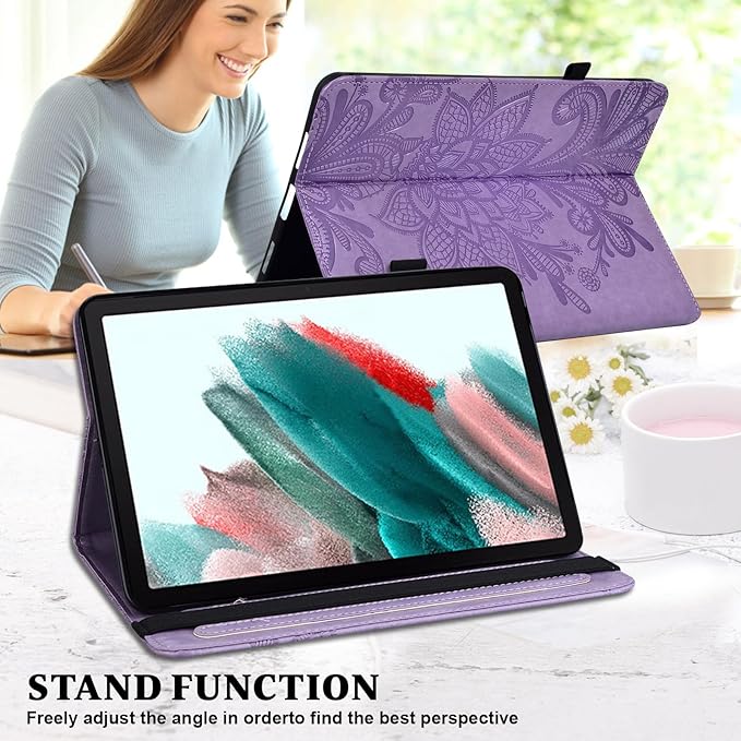 Case for Lenovo Idea Tab 11 2025/ Tab M11 11 2024 Case (TB336FU/TB330FU) Embossed Lace PU Leather Flip Folio Stand Cover with Elastic Band Card Slots Pen Holder- Purple