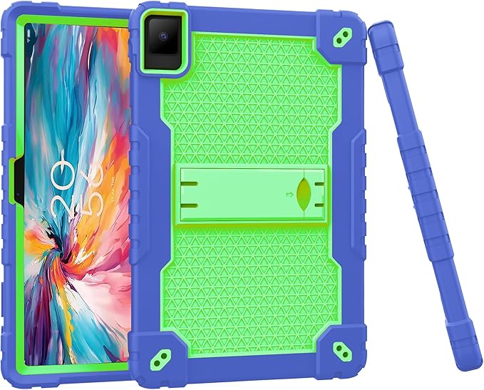 for TCL TAB 10 NXTPAPER 5G 10.4 Inch Tablet case Hybrid Shockproof Silicone Gel Protective Cover with Kickstand for TCL TAB 10 NXTPAPER 5G 10.4 Inch 2025 (9199S) (Navy/Green+2 PCS Glass)