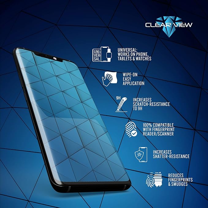 CLEARVIEW 2 Pack Liquid Glass Screen Protector for All Smartphones Tablets and Watches