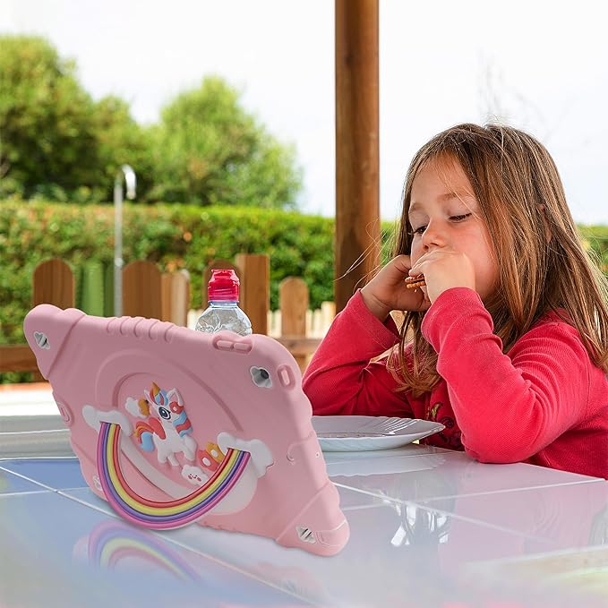 XZC Case for iPad 9th/8th/7th Generation 2021/2020/2019(10.2 inch) Unicorn Cute Cover Heavy Duty Shockproof Protective Case with Built-in Stand Strap for Kids Girls Women (Pink)