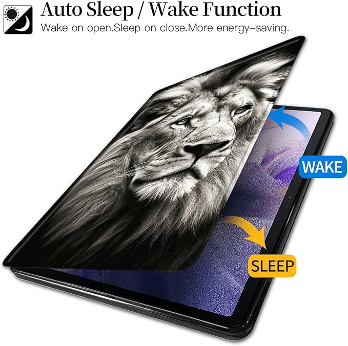 Case for Kindle Fire HD 10 Tablet (5th/7th/9th Generation2015/2017/2019 Release) Lion Theme 360 Degree Rotating Stand Protective Cover with Auto Sleep/Wake for HD 10 Tablet