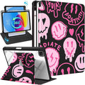 for iPad Air 11 inch Case Air 5th/4th Generation 10.9 Pro 11'' Case Women Girls for Apple Pencil Holder Cute Smile Rotating Folio Cover for iPad Air 11 2024 (M2) 10.9 2022 2020 Pro 11