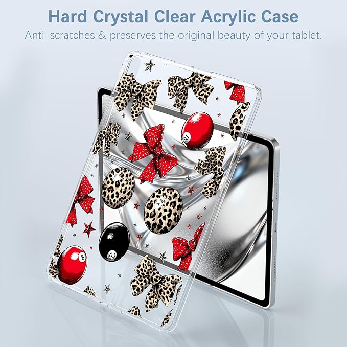 for iPad Pro 13-inch (M4) 2024Leopard Print Bow Crystal Clear CaseSlim Lightweight Anti-Scratch Soft TPU Bumper Hard Acrylic Back Cover for Women