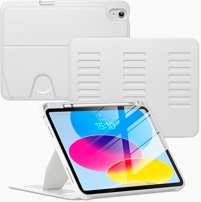VIKESI Case for iPad (A16) 11-inch 2025 and iPad 10th/11th Generation 10.9 Inch 2022Multiple Angles Magnetic Stand CoverShockproof BackPencil Holderand Auto Sleep/WakeWhite