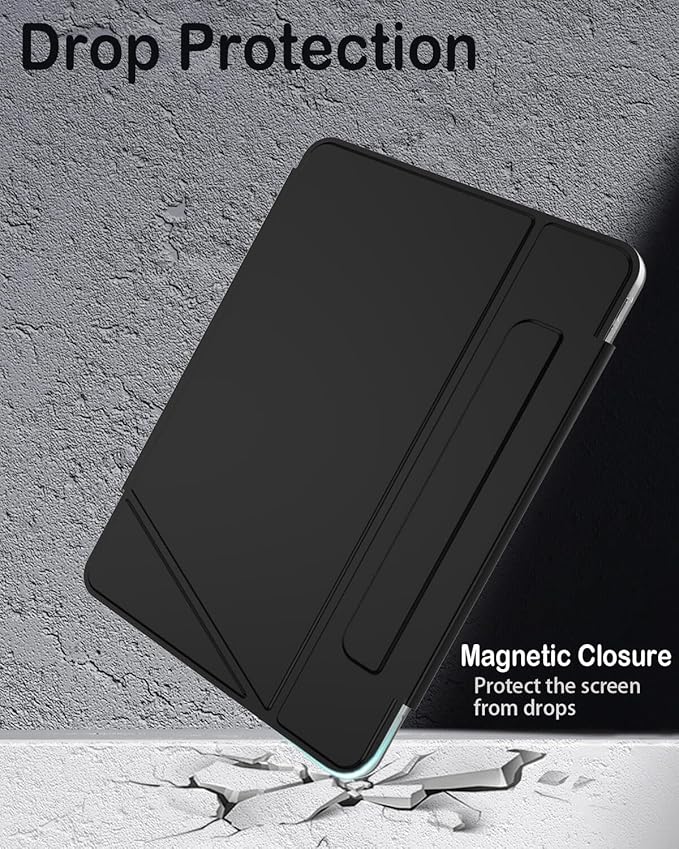 Feams for iPad Pro 11 Inch Case M5/M4 2025/2024 Slim V-Fold iPad Pro 11 Inch M5/M4 Case 2025/2024 Magnetic Detachable Clear Back with Horizontal Adjustable Stand &amp Vertical Stand &amp Auto Sleep