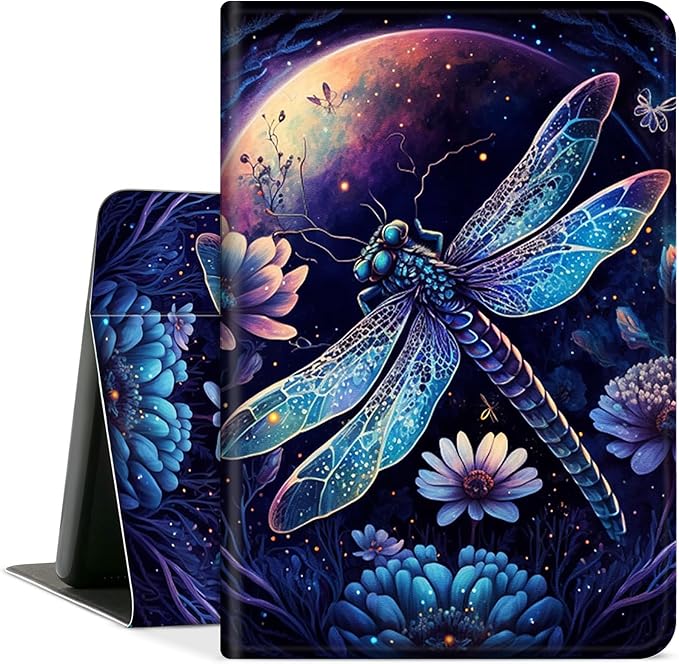 Tablet Case for All-New Amazon Kindle Fire HD 10 Tablet (13th Generation 2023 Release) - Auto Wake/Sleep Shockproof Full Body Rugged Cover Soft TPU Smart Stand Case Purple Dragonfly