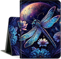 Tablet Case for All-New Amazon Kindle Fire HD 10 Tablet (13th Generation 2023 Release) - Auto Wake/Sleep Shockproof Full Body Rugged Cover Soft TPU Smart Stand Case Purple Dragonfly