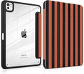 DONGKE for iPad Pro 11-Inch Case (M5 2025 / M4 2024) 6th/5th Generation [Auto Sleep/Wake &amp Pencil Pro Holder] Clear Acrylic Back Smart Trifold Stand Cover Orange Stripes