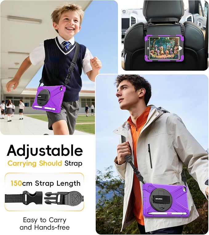 BRAECN iPad mini 5 CaseiPad mini 4 Case Heavy Duty Shockproof Protective Rugged Case with Pencil HolderHand StrapKickstand Shoulder Strap for iPad mini 5th/4th Generation 7.9 Inch for Kids