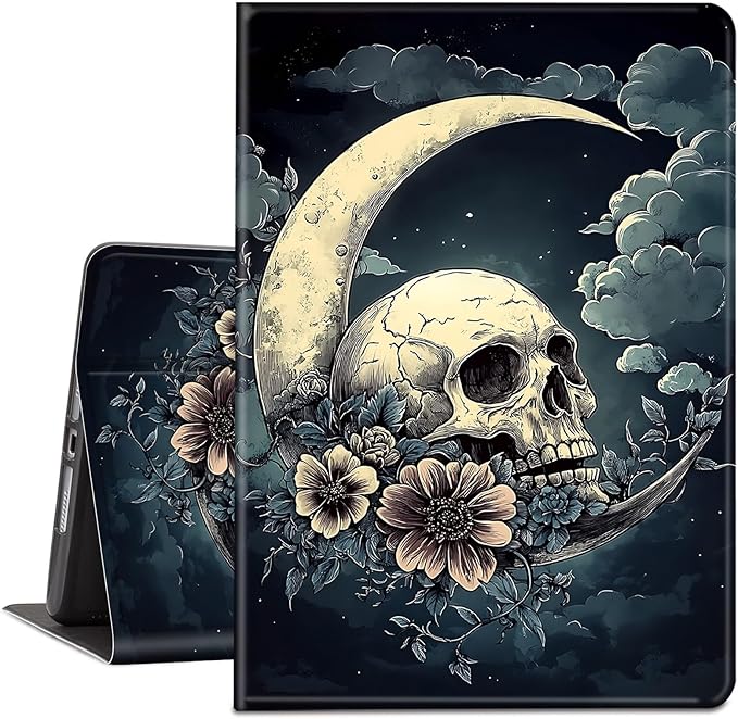 Case for Kindle Paperwhite 12th Generation 7 &amp Kindle ColorSoft Signature Edition PU Leather Protective Cover with Auto Sleep/Wake for Kindle Paperwhite 2024 – Skull On The Moon