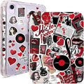 Y2K Tablet Case for iPad Mini 6/7 (8.3 2021/2024) – Hot Pink Retro Sticker Print Cover with Pencil Holder Vinyl Lip Design Tri-Fold Stand Auto Sleep/Wake ipad mini cute case for Girls