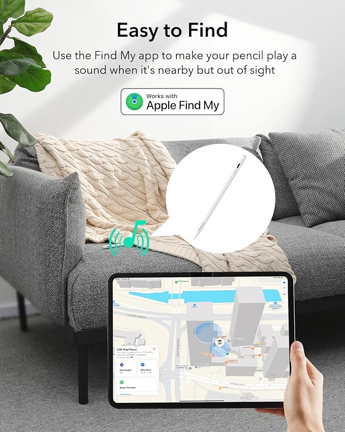 ESR Geo Digital iPad Pencil Findmy Compatible with Apple iPad 2018-2026with Easy Shortcuts for Apple iPad A16/10/9/8 &amp Air 13/11 &amp Pro 12.9/13/11 &amp Mini 7/6/5White(No Wireless Charging)