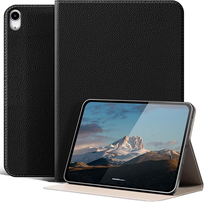 Leather Case for iPad 11th/10th Gen (11&amp10.9 inch 2025-2022) | Shockproof Smart Cover | Adjustable Stand | Auto Wake/Sleep | Multiple View Angles | Black