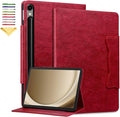 Case for Samsung Galaxy Tab S10 FE+/S10 FE Plus 13.1 Inch 2025 (SM-X620/SM-X626B) with Pockets Multi-Angle Stand PU Leather Soft TPU Back Shockproof Magnetic Closure Folio Wallet Cover Red