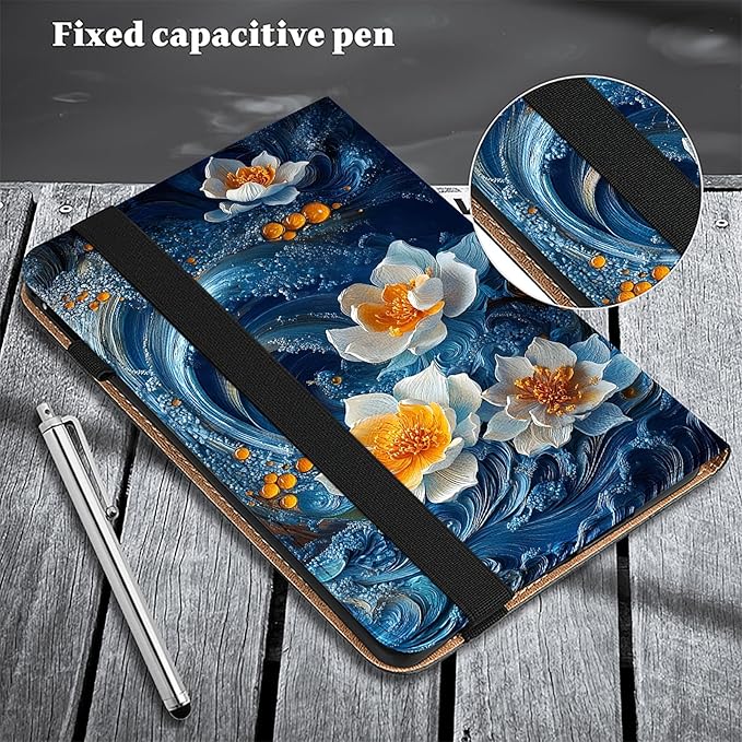 Case for Amazon Kindle Fire Max 11 Case 11(13th Generation 2023 Release) Stylus Holder Flip Wallet Leather Shockproof Cover Surf Flower