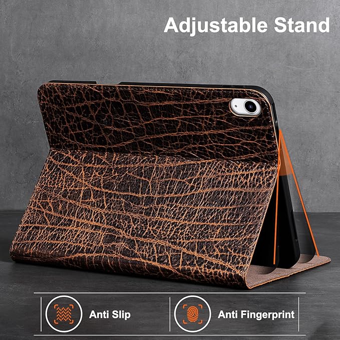 Gexmil Leather Case for iPad (A16) 11th Generation 11 Inch 2025 iPad 10th Generation 10.9 Inch 2022Protective Cover with Pencil HolderMagnetic ClosureAuto Sleep/WakeBuffalo Pattern