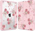 Case for iPad 9th/ 8th/ 7th Generation 10.2-Inch Case(2021/2020/2019 Release) [Built in Pencil Holder] Trifold Stand Auto Wake/Sleep Clear TPU Protection Back Cover Rose Bows