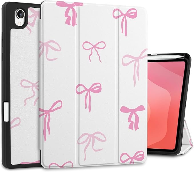 DONGKE Case for Samsung Galaxy Tab S11 5G 11 2025 Model (SM-X730/X736B) Slim Lightweight Trifold Stand Cover with S Pen Holder Auto Sleep/Wake Soft TPU Shockproof Back Pink Bows