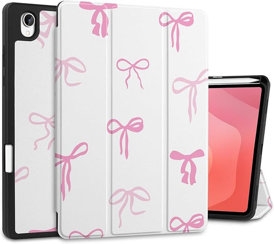 DONGKE Case for Samsung Galaxy Tab S11 5G 11 2025 Model (SM-X730/X736B) Slim Lightweight Trifold Stand Cover with S Pen Holder Auto Sleep/Wake Soft TPU Shockproof Back Pink Bows